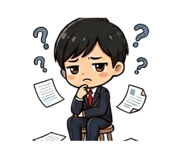 オルカンか高配当株か迷う40代会社員のイラスト